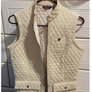 Barbour Gilet quilted vest, ivory or off white. Womens size 10. plaid lining